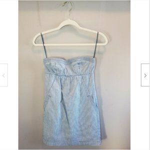 American Eagle Outfitters Strapless Jean Striped Dress